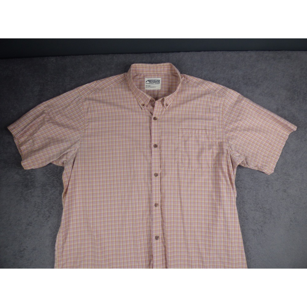 Mountain Khakis Mens XX-Large Pink Yellow Plaid Short Sleeve Button Down Shirt